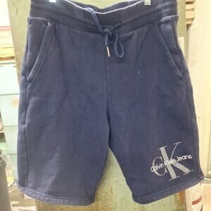 Calvin Klein Jeans Men's Blue Sweat Shorts M Fleece Monogram Logo